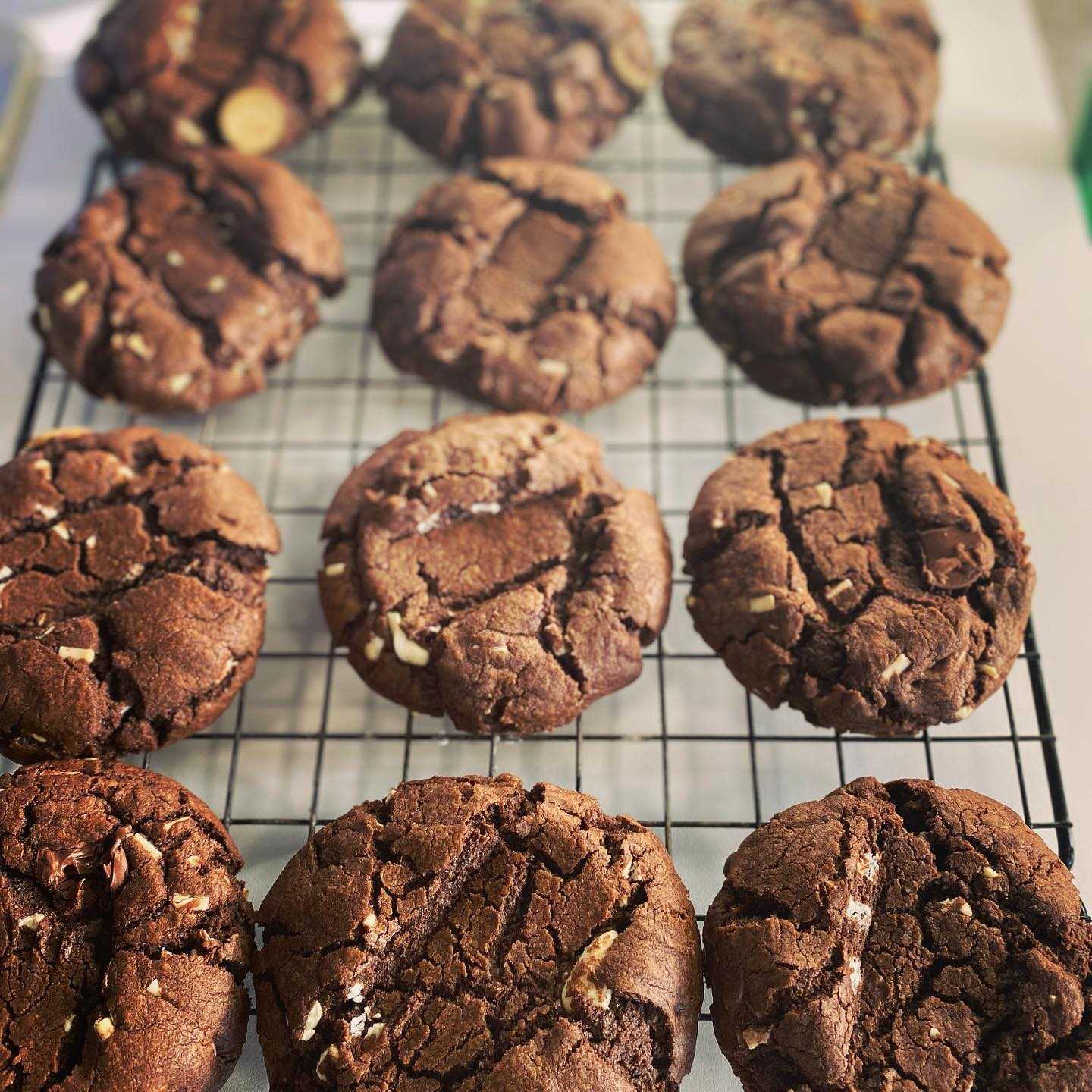 Image of chocolate cookies on a baking tray