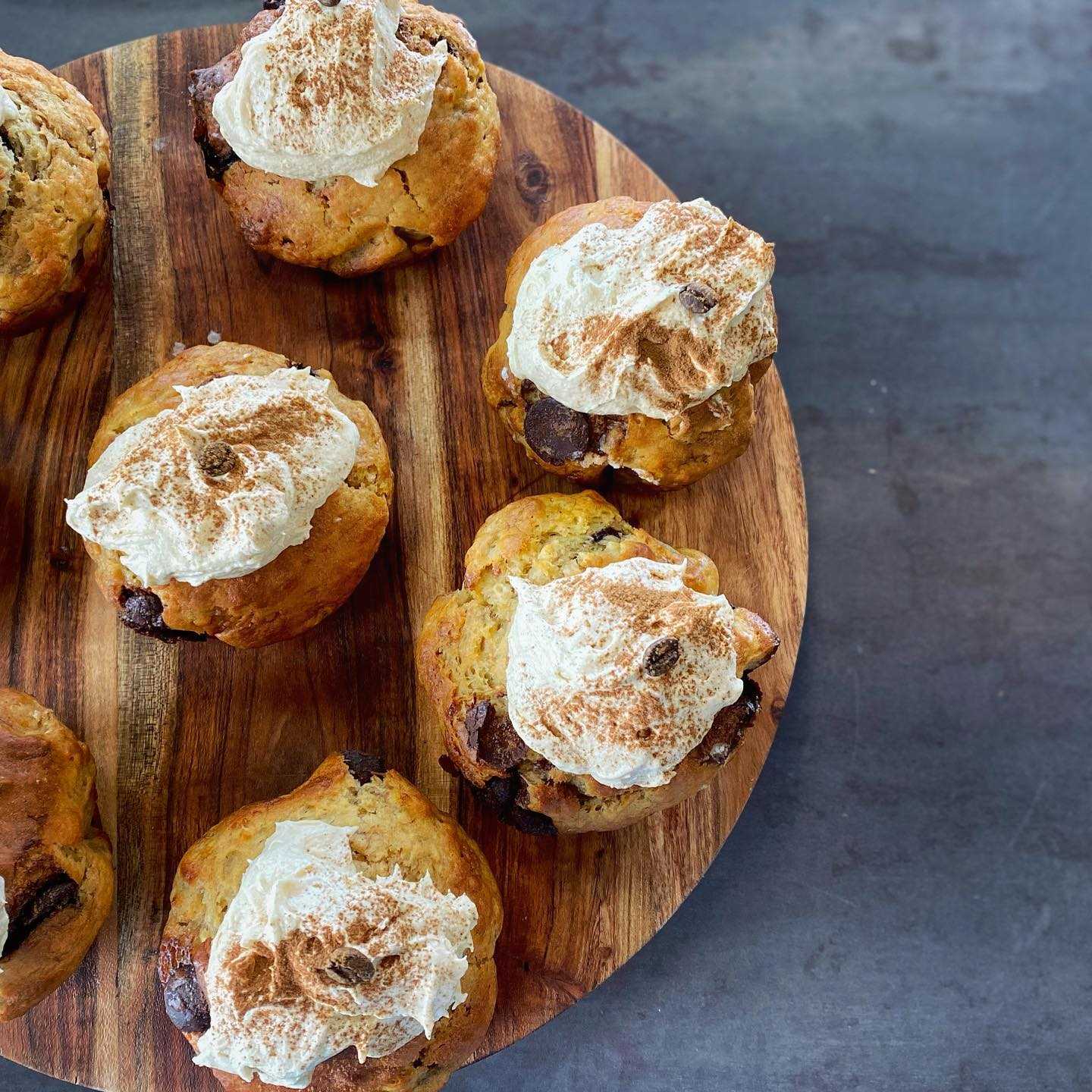Image of banana scones on a serving board